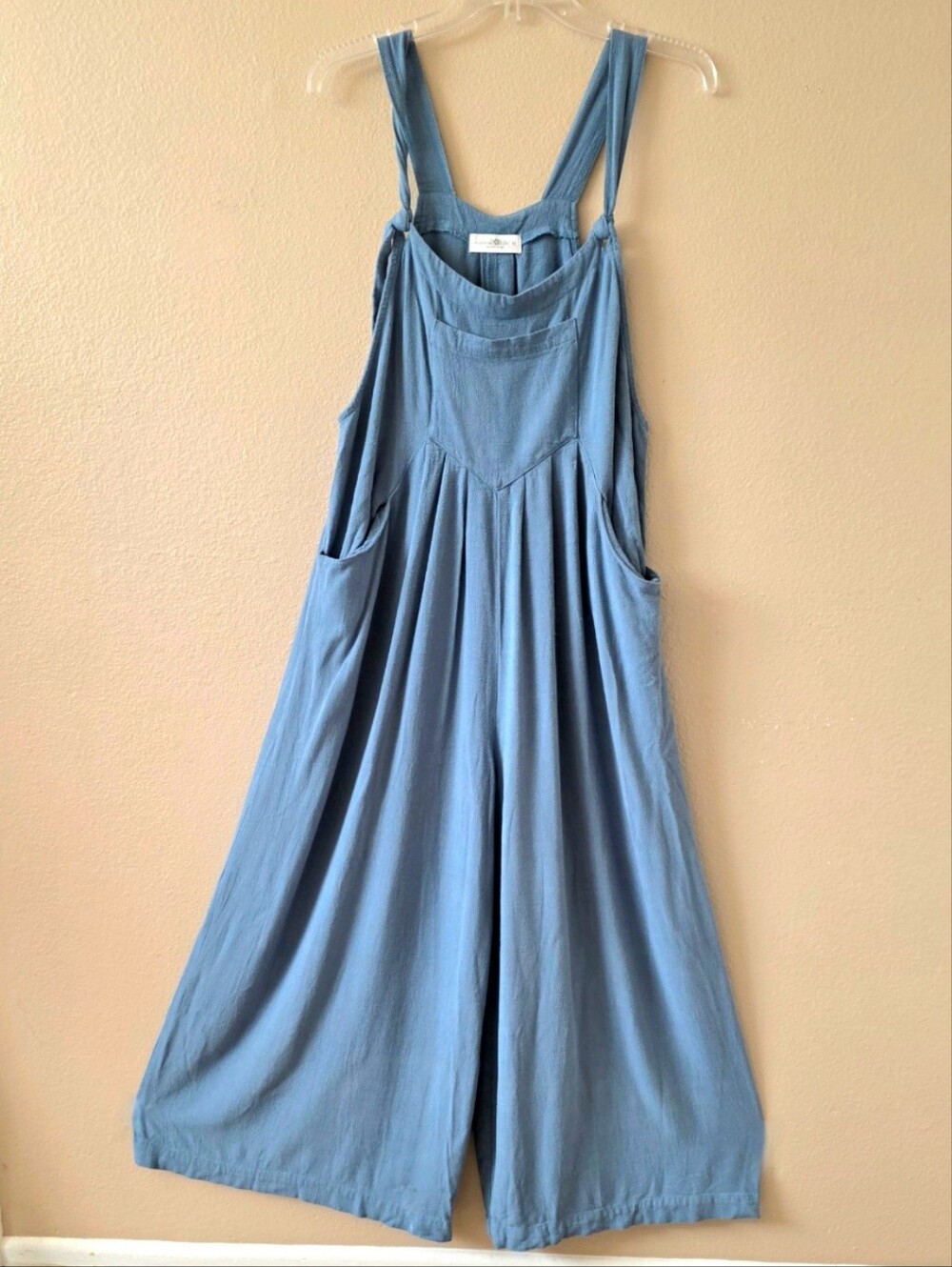 Natural Life Blue Linen Blend Wide Leg Jumpsuit - Size Medium